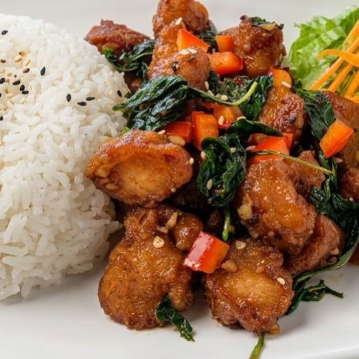 K7-Kra Pao Kai Krob (Crispy Chicken).
